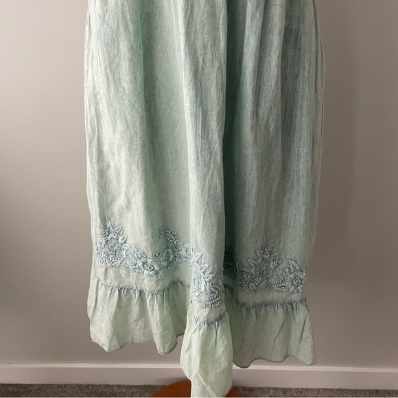 Y2K Vintage Amiani Acid Wash Beaded Boho Chic Ruffle Hem Tank Midi Dress Medium - Picture 4 of 7